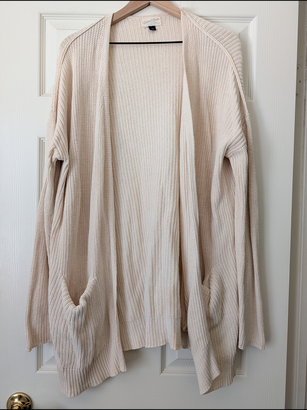 Universal Thread Open-Front Cream Cardigan with Pockets